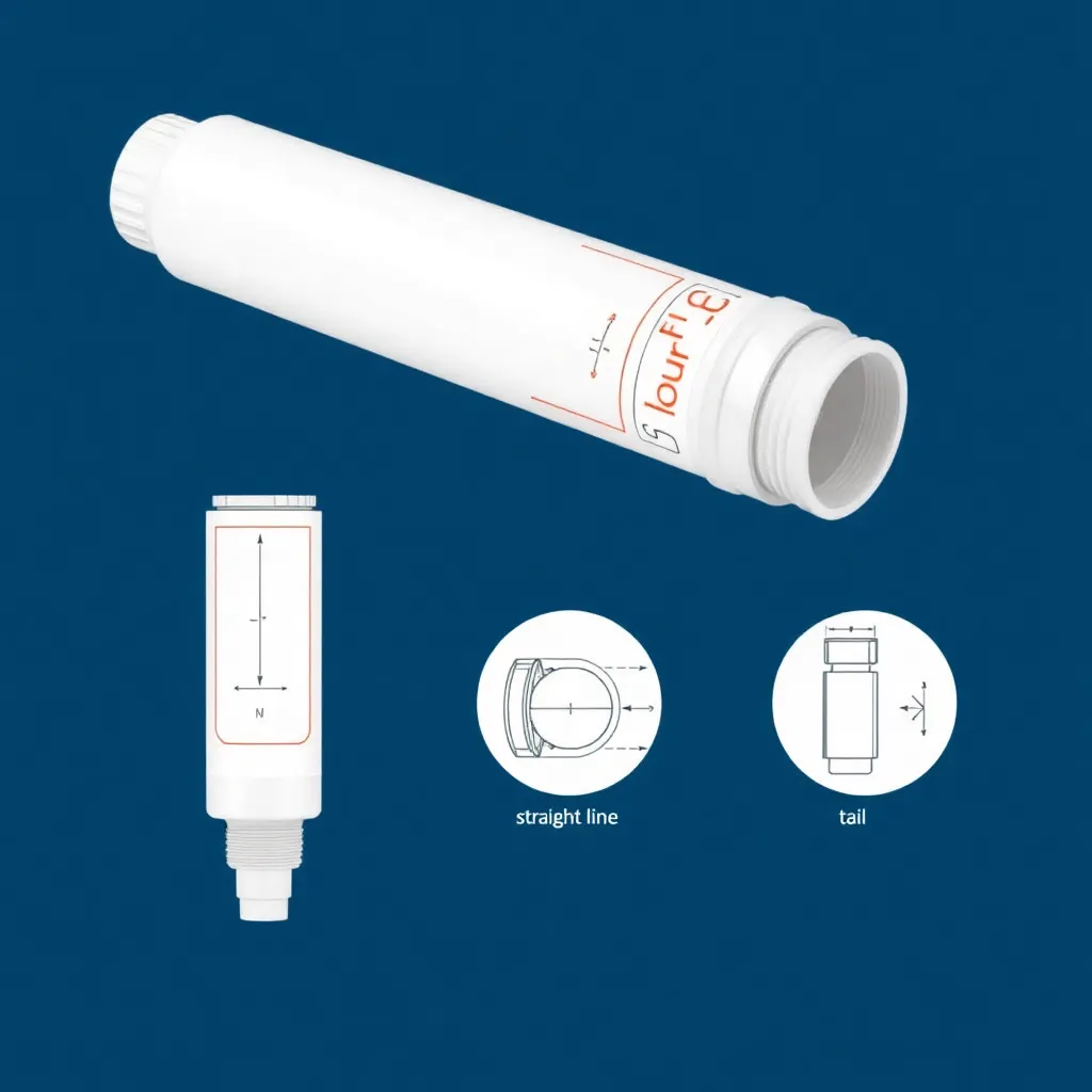 Blue recyclable cosmetic tube with technical diagrams showing cap, tube thread, and open tail components